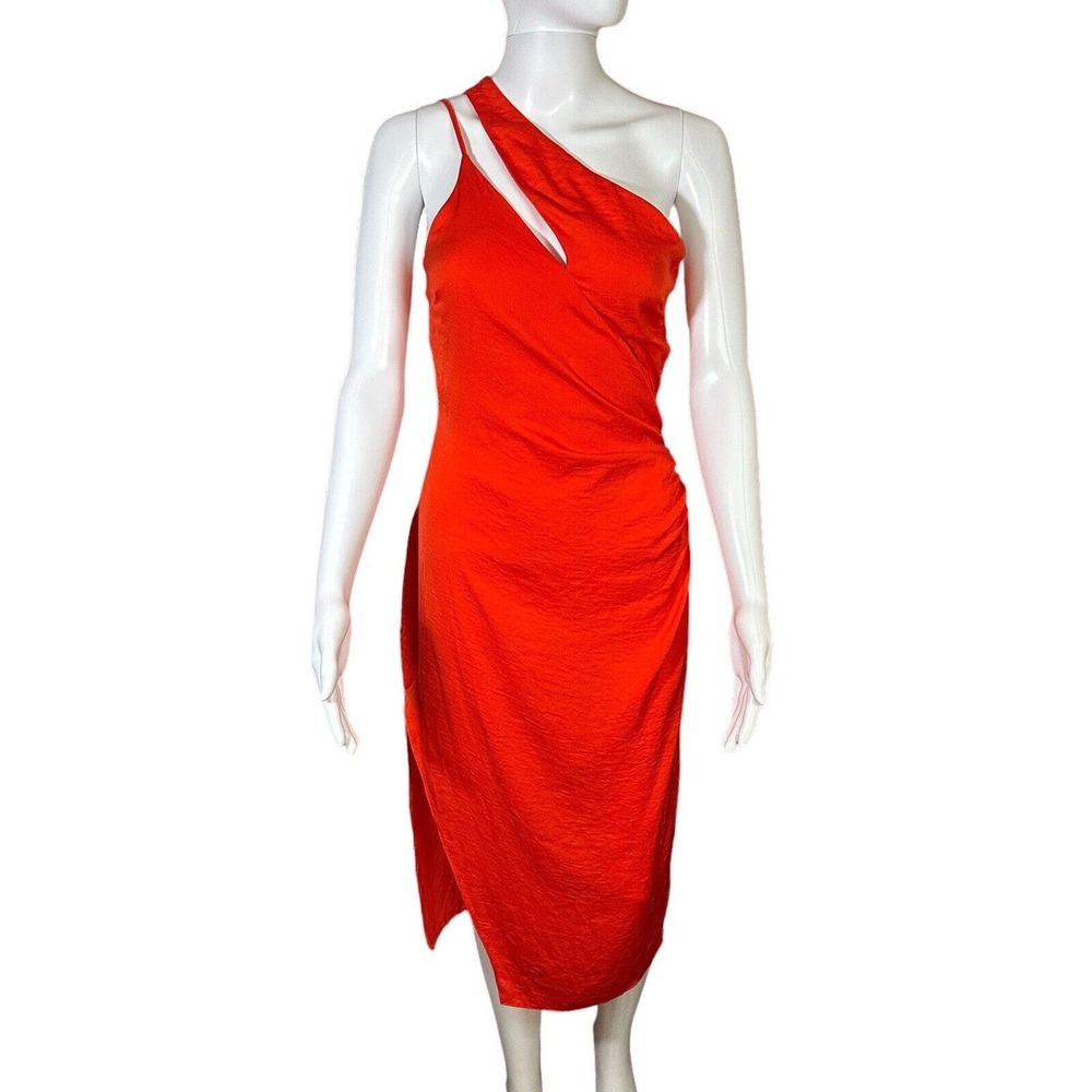 NWT‎ ASOS Design Orange Strappy V Neck Leg Slit Ankle Dress size 4